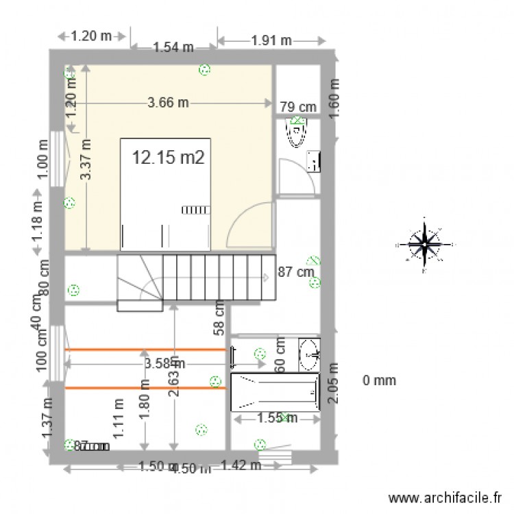 VA COTE deuxième décale sud alignement escalier actuel . Plan de 0 pièce et 0 m2