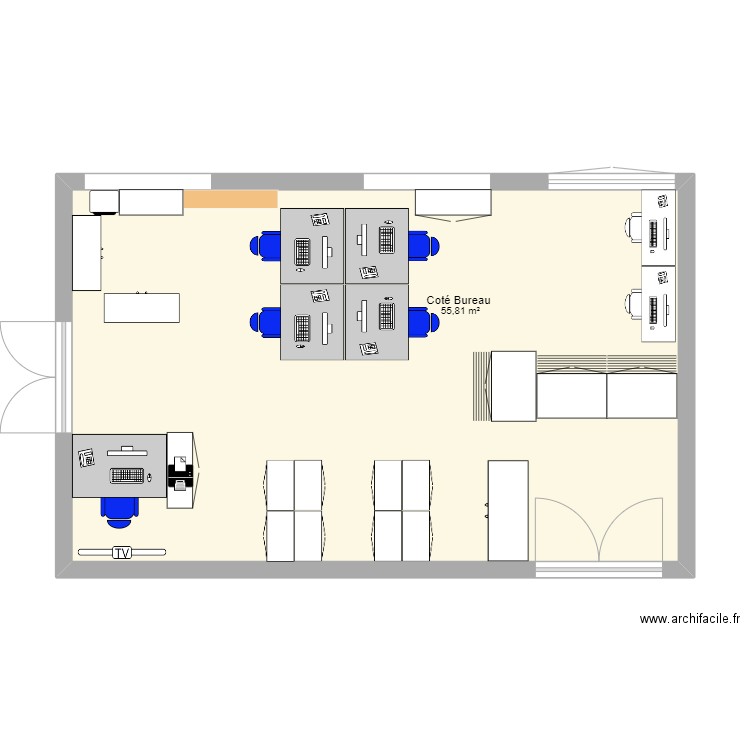 BureauIO . Plan de 1 pièce et 56 m2