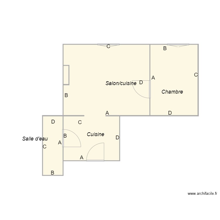 Croquis SCI ANATOLE appt2. Plan de 4 pièces et 27 m2