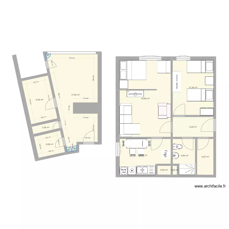 Appartement Saint Jacques. Plan de 