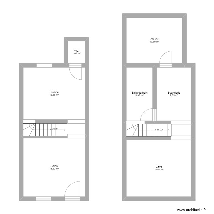 Abattoir. Plan de 9 pièces et 77 m2