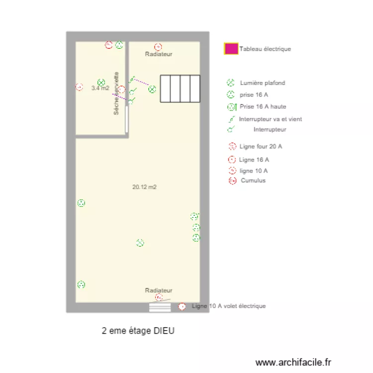 DIEU version 2 unit&eacute;s 2eme &eacute;tage &eacute;lectricit&eacute;. Plan de 