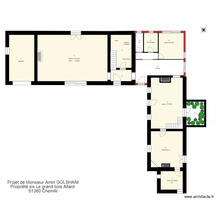  plan maison Grand bois Allard  RDC pi&egrave;ces. Plan de 