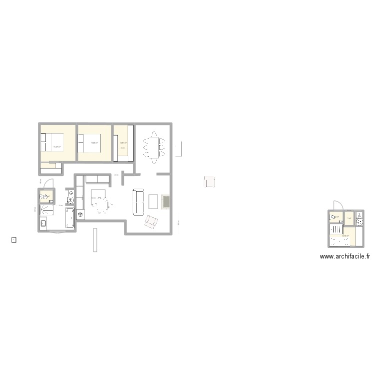 SDB V2. Plan de 8 pièces et 36 m2
