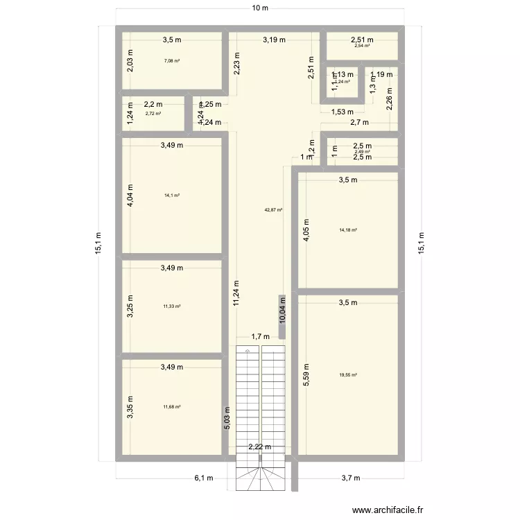 karim. Plan de 11  et 130 m²