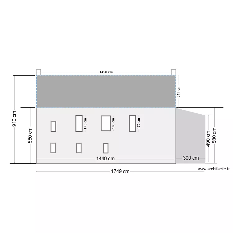 fa&ccedil;ade arri&egrave;re INITIALE. Plan de 