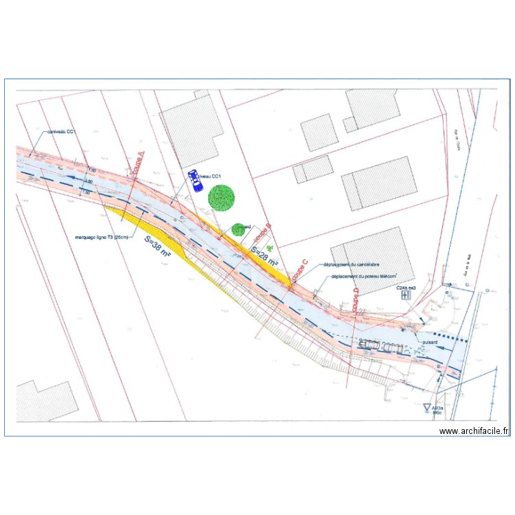 Travaux route. Plan de 0 pièce et 0 m2