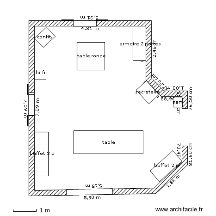 salon sejour. Plan de 
