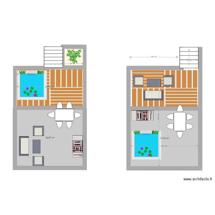 extension de terrasse 2. Plan de 4 pièces et 47 m2