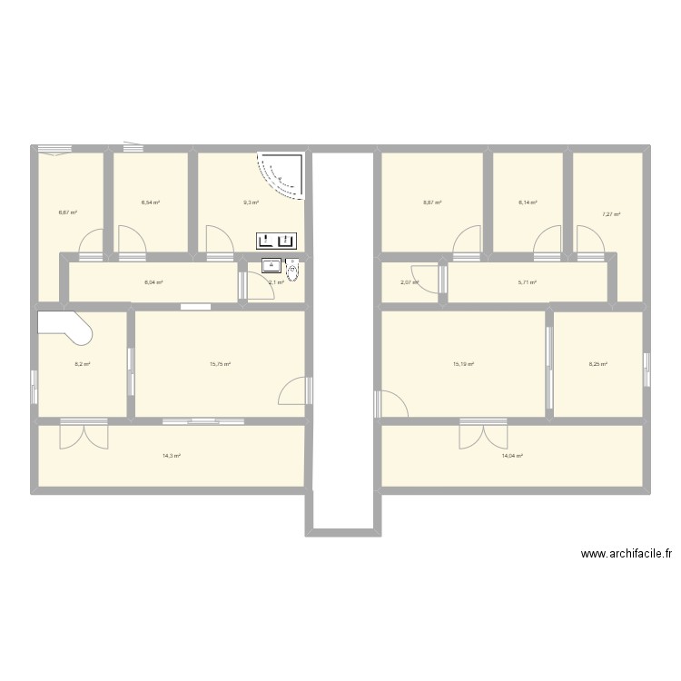 immobilier famille 2. Plan de 16 pièces et 136 m2