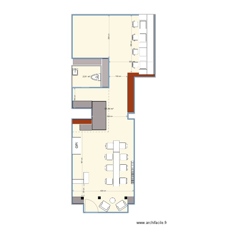 NB21 _ GVA_ Favon V9. Plan de 2 pièces et 61 m2