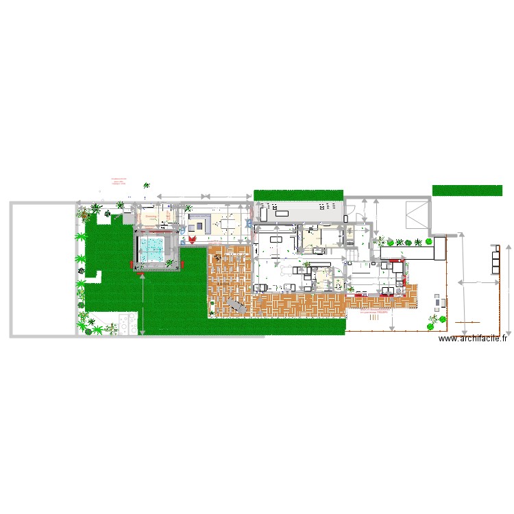 Plan VERANDA avec jacuzzi à 5 mètres et sans entrée. Plan de 0 pièce et 0 m2