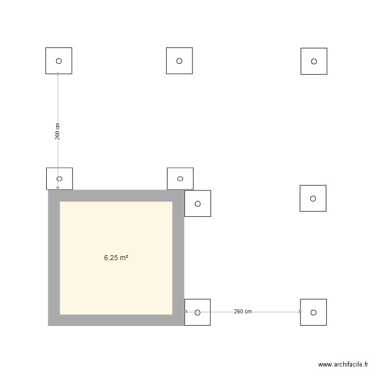 dalle couvert golf. Plan de 1 pièce et 6 m2