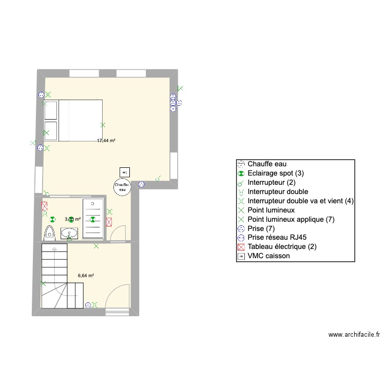 RDC MAISON RDC V3. Plan de 3 pièces et 27 m2