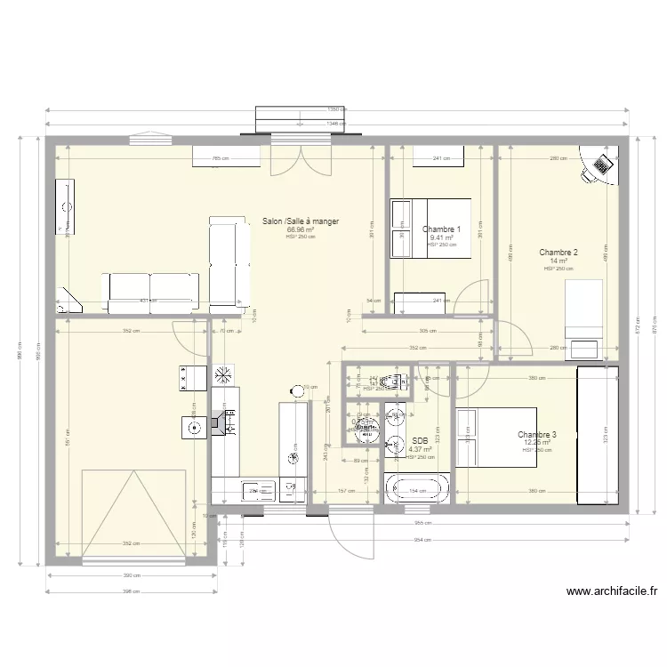 MA MAISON avec les cotes. Plan de 
