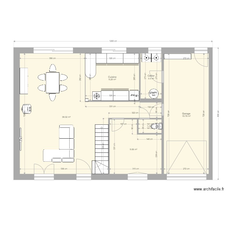 BORDAT MILON RDC. Plan de 6 pièces et 81 m2