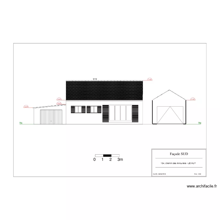 plan de facade sud avant travaux. Plan de 