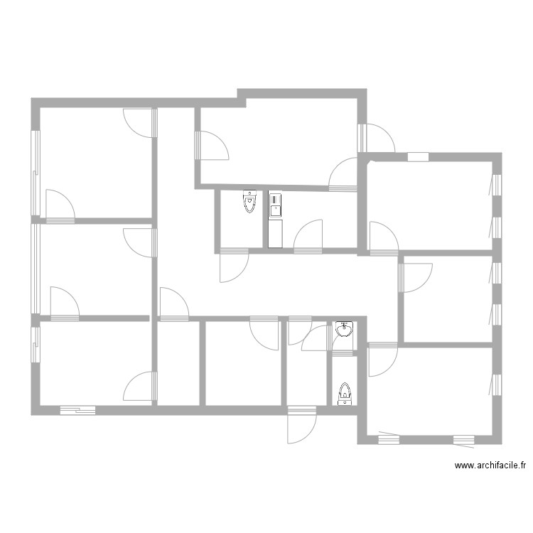 PMSS atch ( couplet ) . Plan de 11 pièces et 94 m2