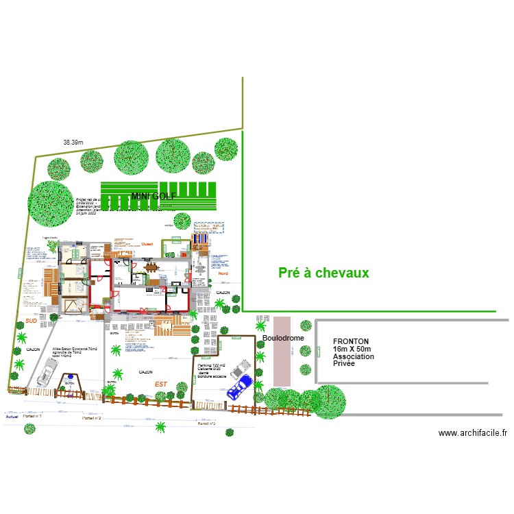 plan masse La Sablère pour TERRASSES reduites . Plan de 2 pièces et 53 m2