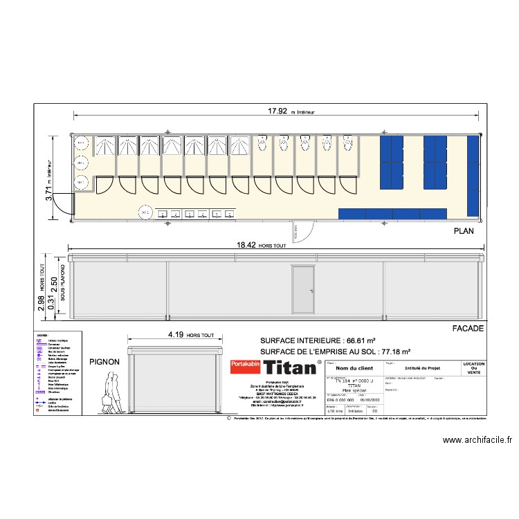 TECHCI_VESTIAIRE F. Plan de 8 pièces et 65 m2