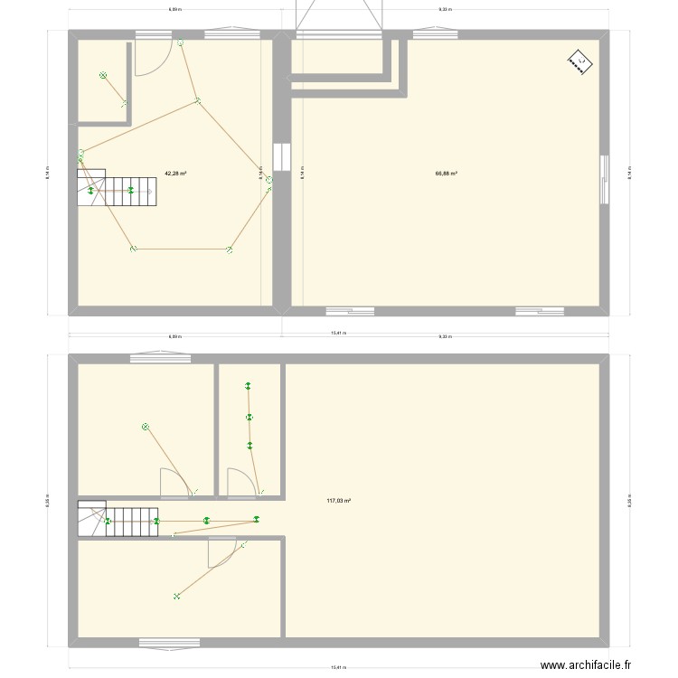 Rebenacq rdc. Plan de 3 pièces et 226 m2