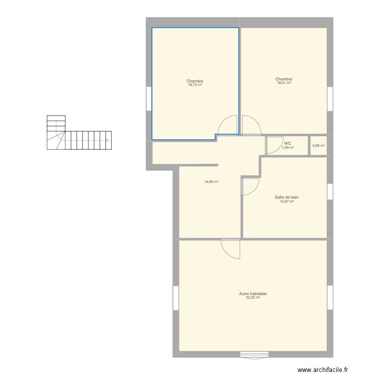 Plan combles 3. Plan de 7 pièces et 99 m2