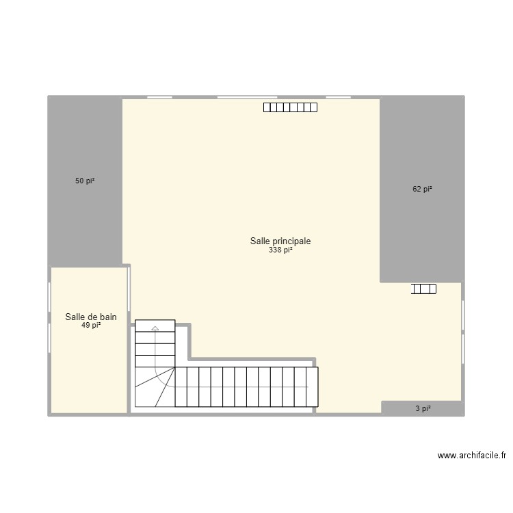 3e etage. Plan de 5 pièces et 47 m2