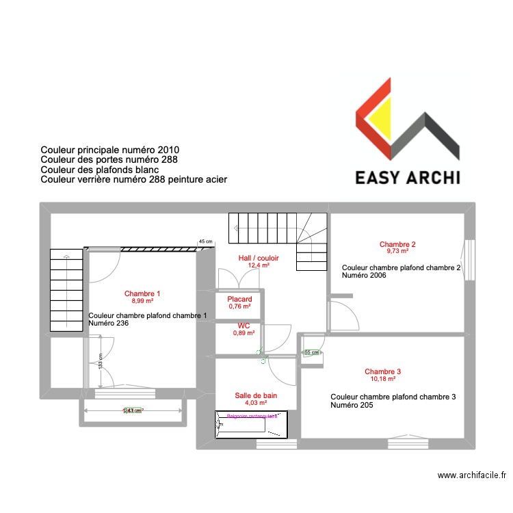 Projet Francillon étage . Plan de 0 pièce et 0 m2