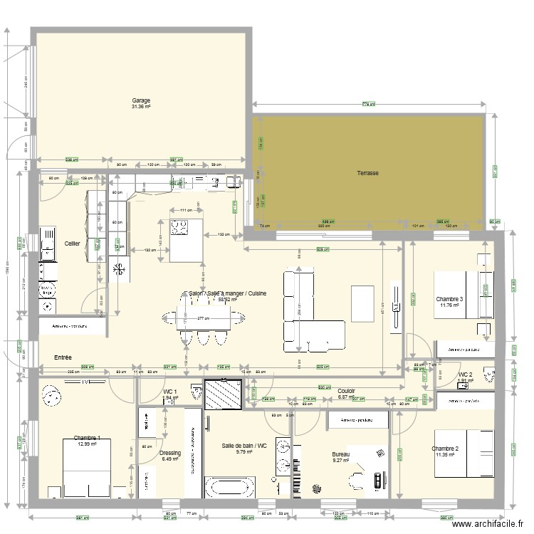 Plan maison Bordeaux MCA V3 . Plan de 0 pièce et 0 m2