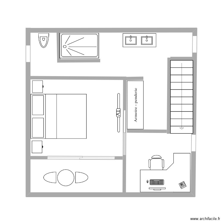 chambre etage studio. Plan de 0 pièce et 0 m2