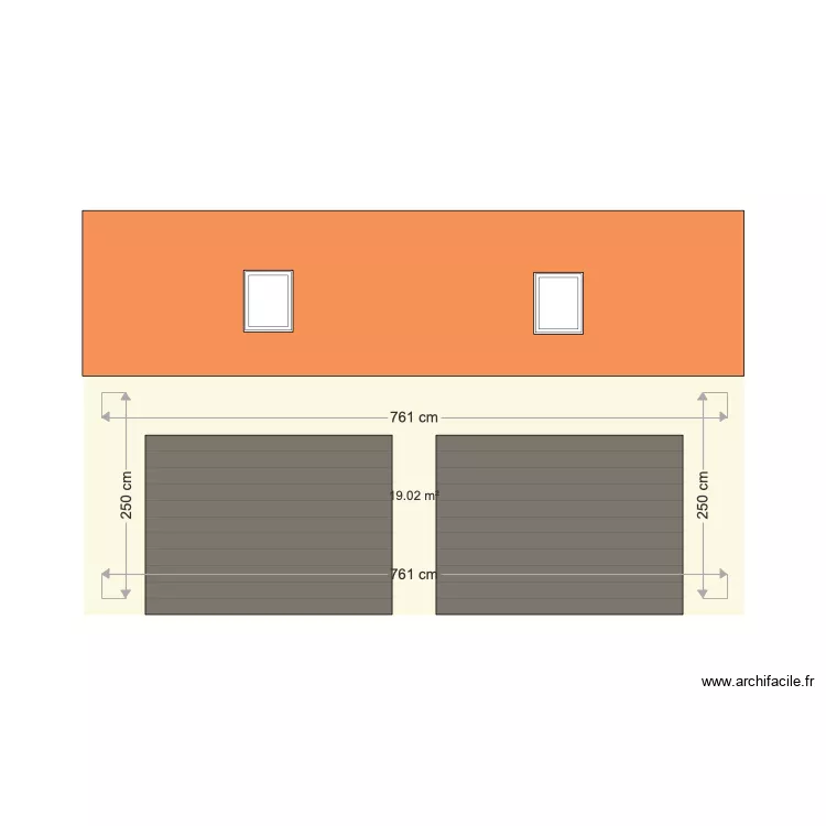 facade porte de garage. Plan de 