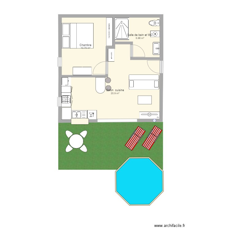 plan bungalow. Plan de 0 pièce et 0 m2