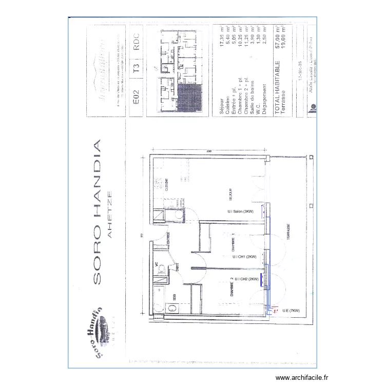 Appartement T3 AHETZE. Plan de 