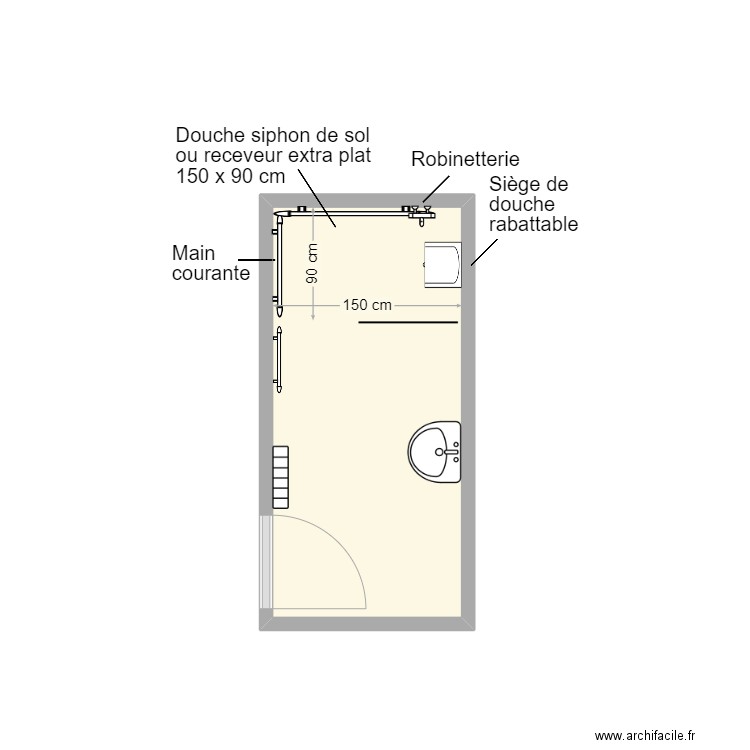 agamis SDB projet. Plan de 1 pièce et 5 m2