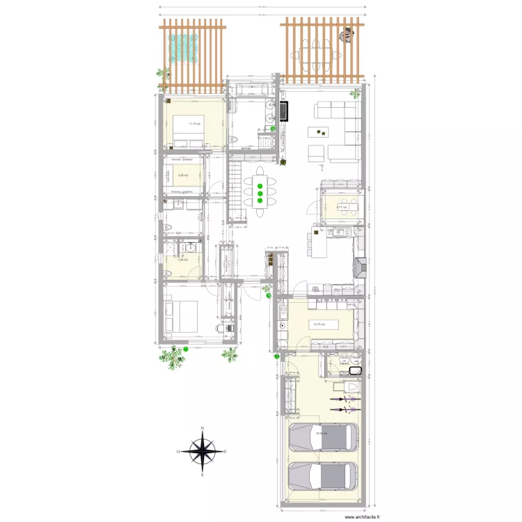 Maison seule  avec bain  Architecte Frederic BAU 2016. Plan de 