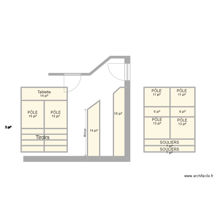 Garde-robe 1. Plan de 0 pièce et 0 m2