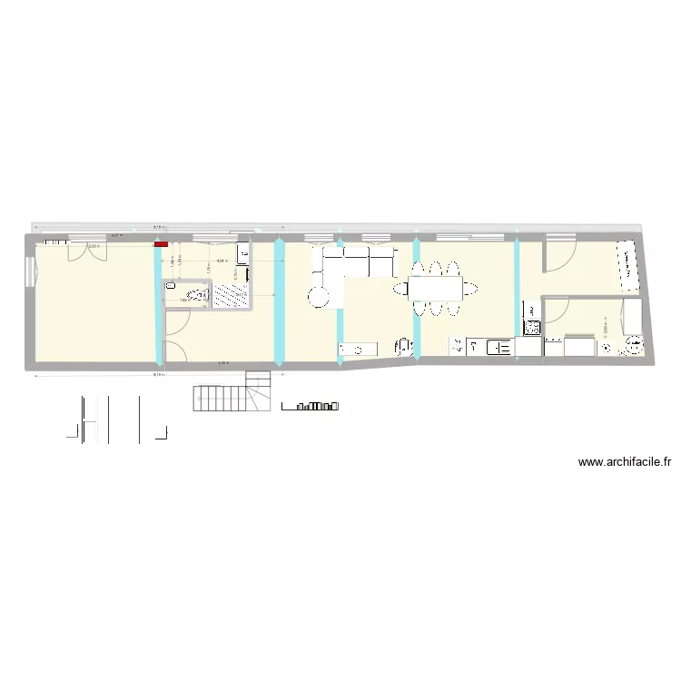 Projet 10 escalier 1/4 centr&eacute;. Plan de 
