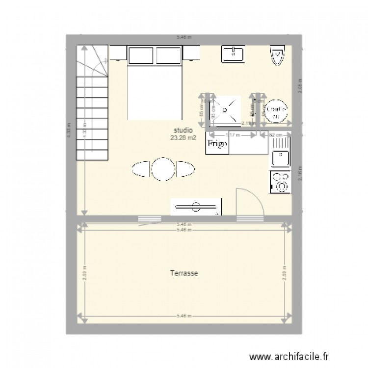 3 eme étage studio. Plan de 0 pièce et 0 m2