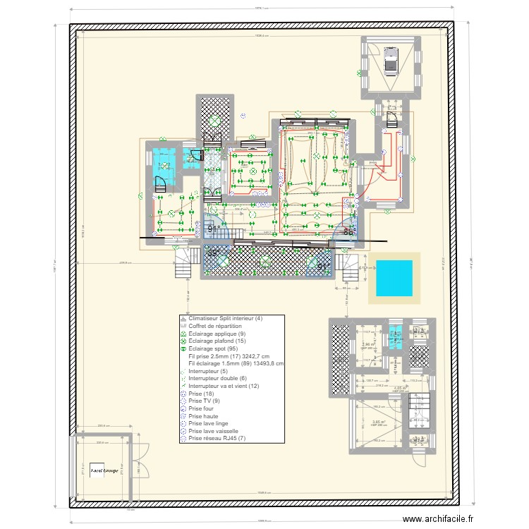 plan electricte  19ç. Plan de 20 pièces et 361 m2