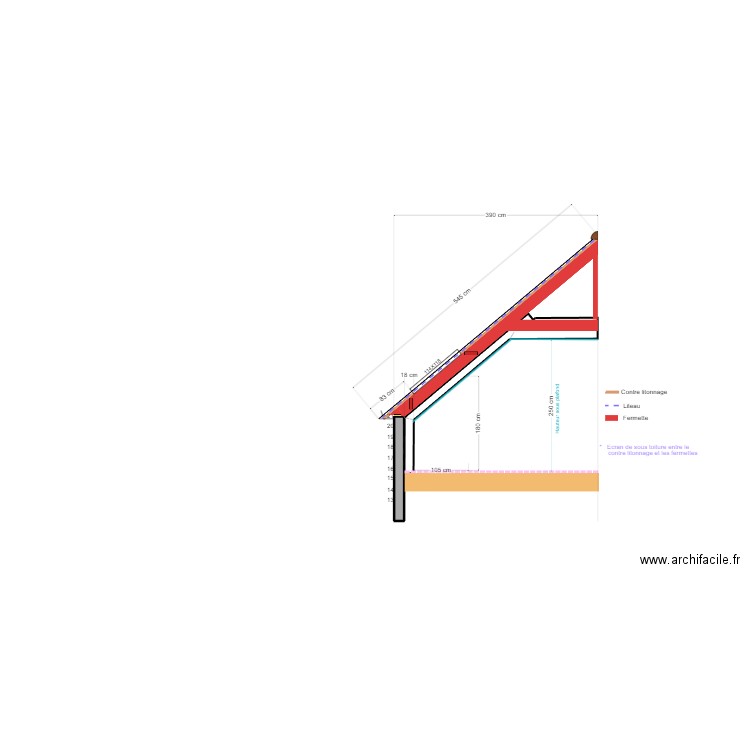 MAISON PLAN DE COUPE CHARPENTE. Plan de 1 pièce et 0 m2