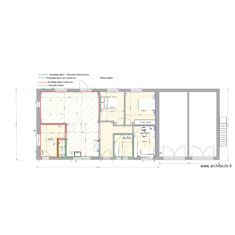 Plan sol. Plan de 8 pièces et 56 m2