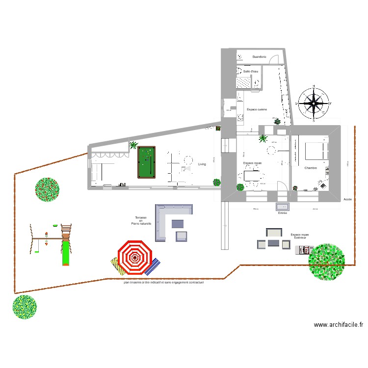 Angelus à MASE. Plan de 1 pièce et 14 m2