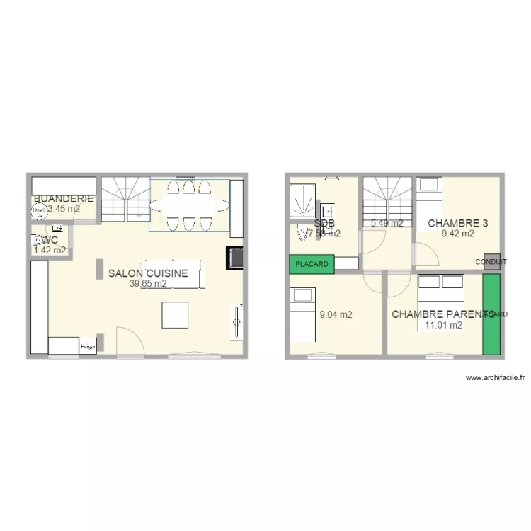 PLAN AVEC MUR PORTEUR. Plan de 