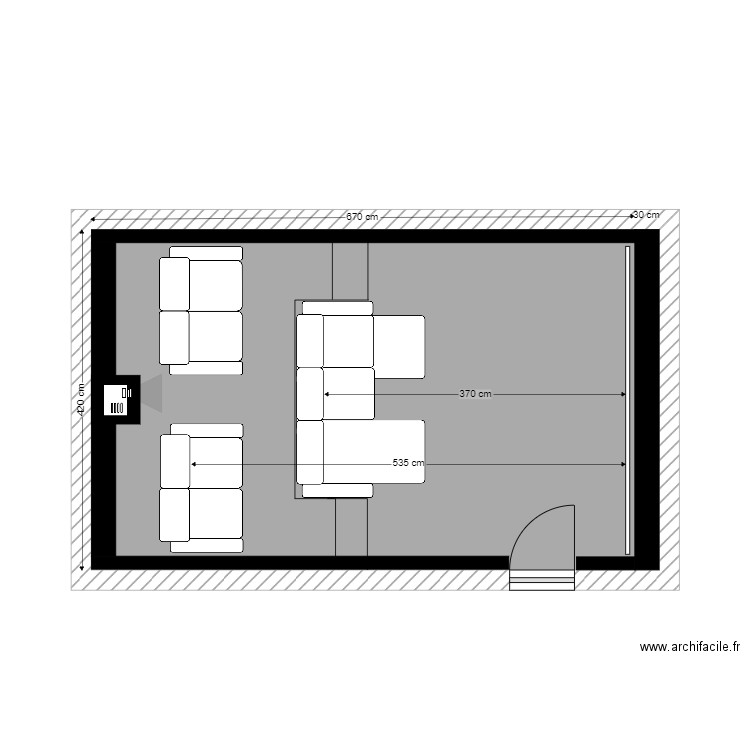 HC Boutot. Plan de 1 pièce et 29 m2