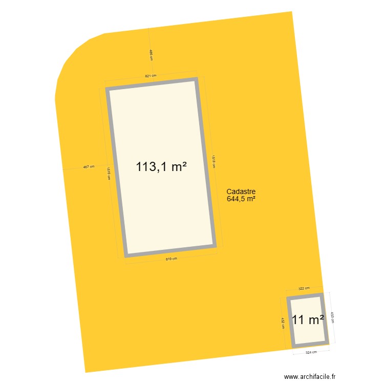 cadastre domloup. Plan de 2 pièces et 124 m2