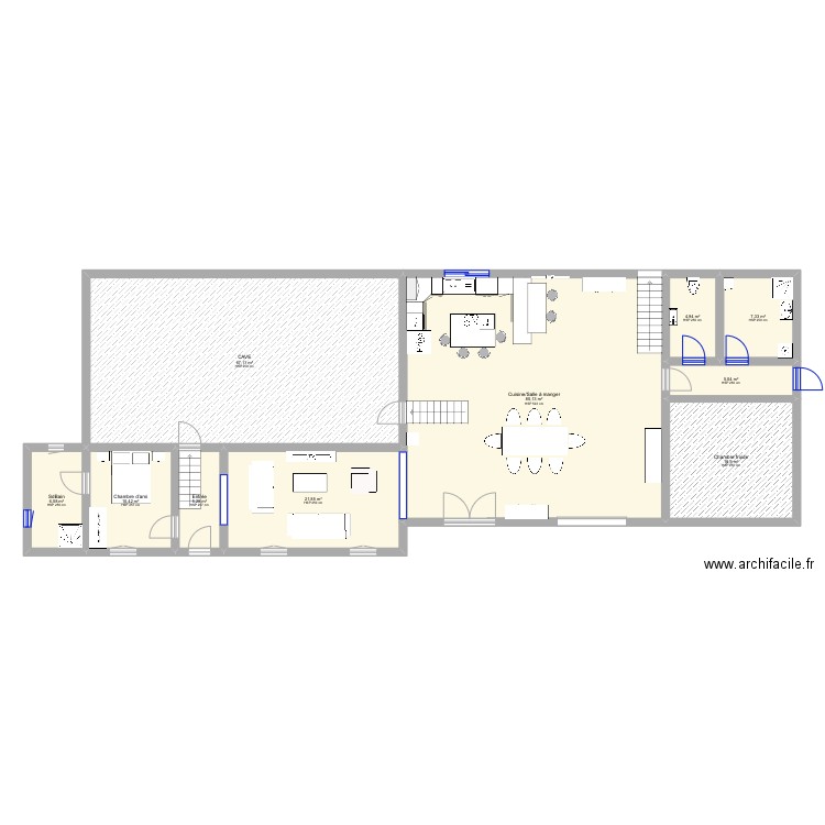 Travaux etage. Plan de 17 pièces et 288 m2