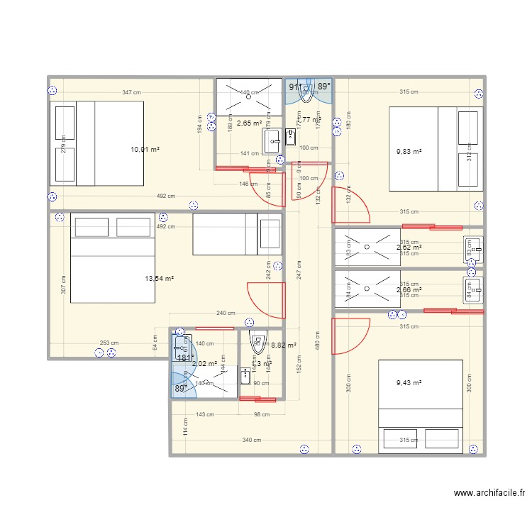 plan étage Chapel ELECTRICITE. Plan de 11 pièces et 66 m2