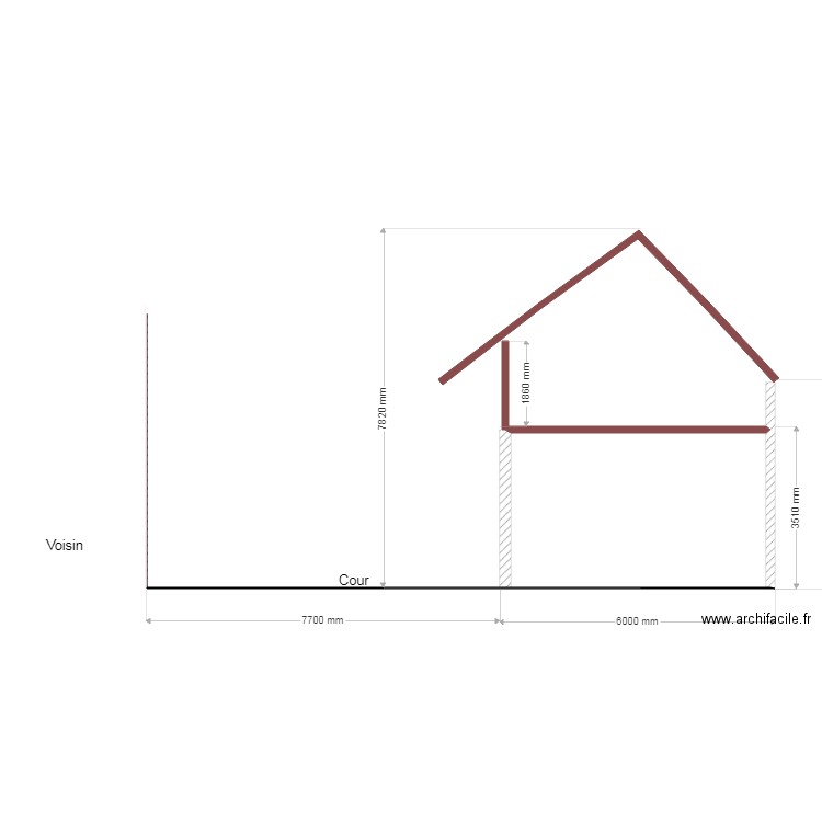Plan coupe actuelle. Plan de 0 pièce et 0 m2