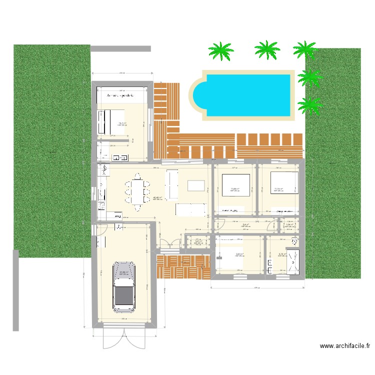 MAISON. Plan de 10 pièces et 136 m2