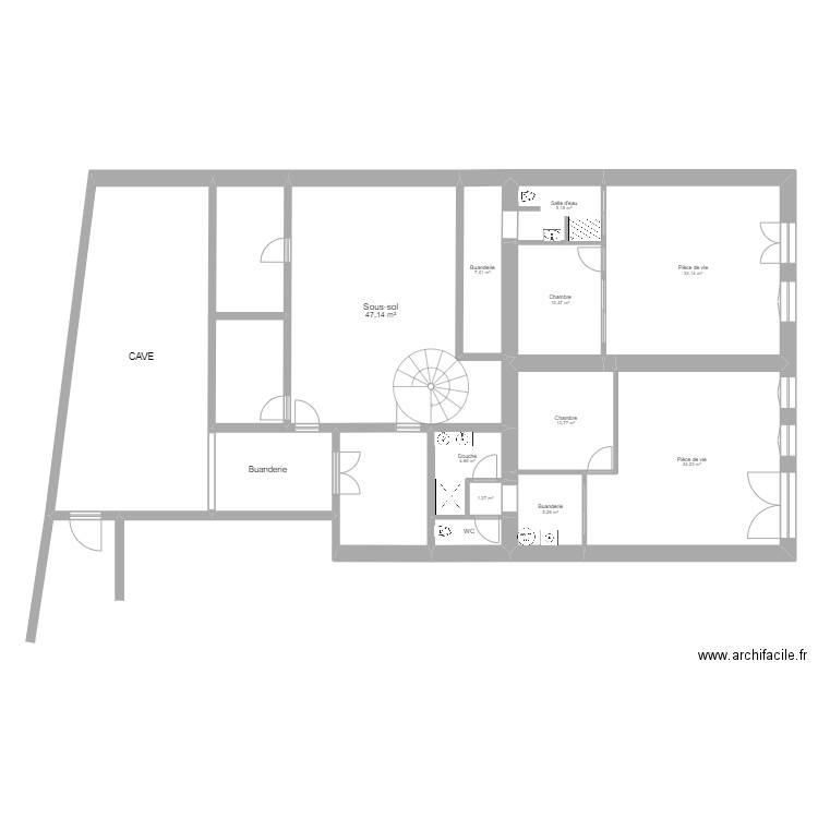 Projet RDC . Plan de 21 pièces et 349 m2